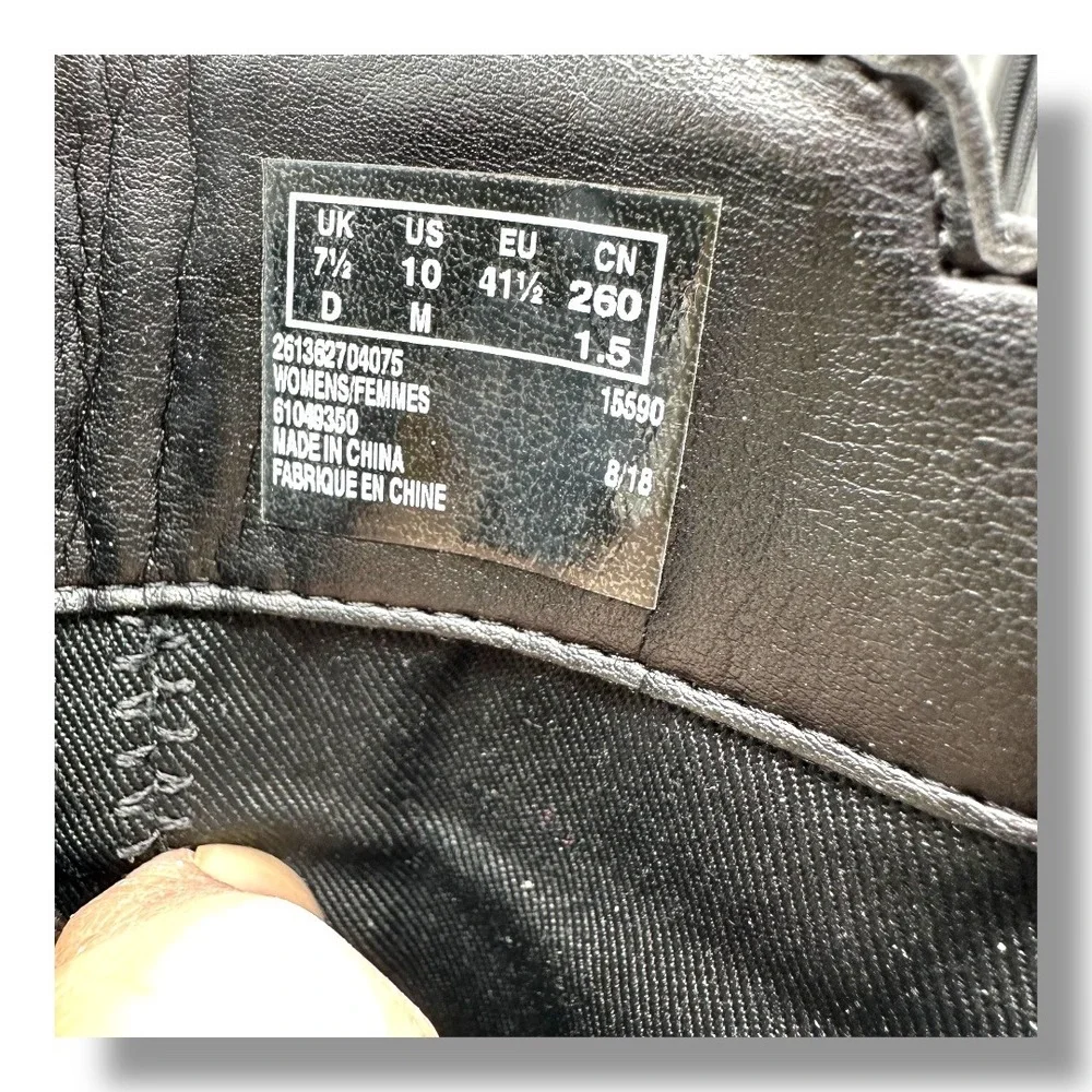 Clarks Black Leather Ankle Boots Women's Sz 10 Side Zip Buckle Detail Block Heel